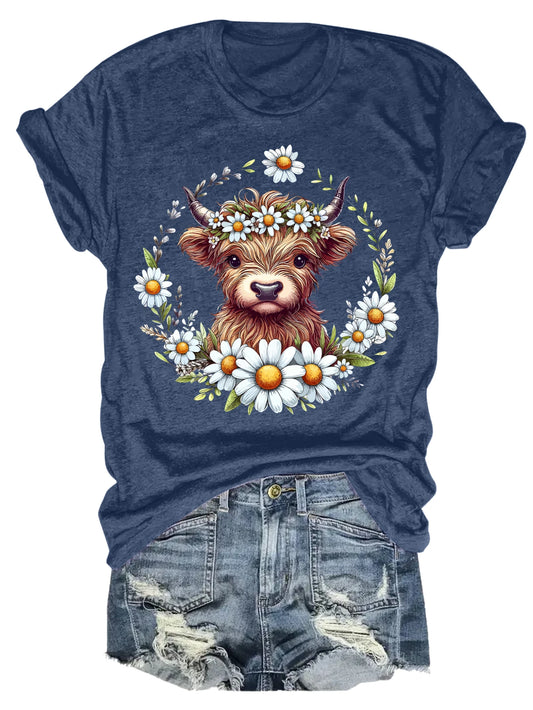 Plus Size Cow and Daisy Print Tank Top