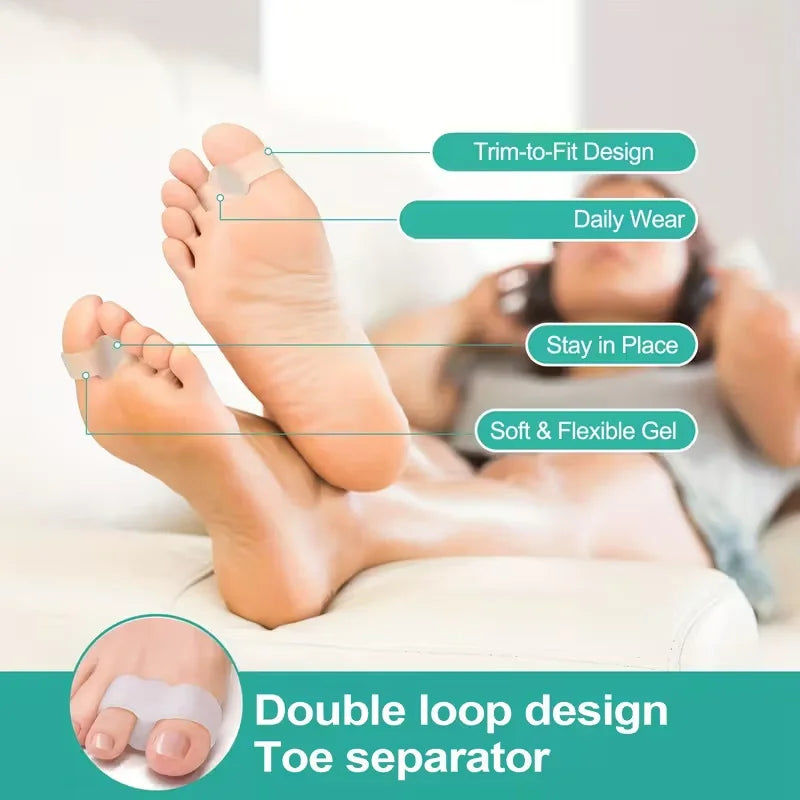 6pcs Toe Separators, High-Quality Silicone, Soft, Durable, Unscented, Latex-Free, Washable and Reusable Toe Spacers for Comfort