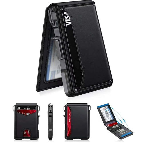 Men RFID Blocking Slim Minimalist Wallet Leather Bifold Front Pocket