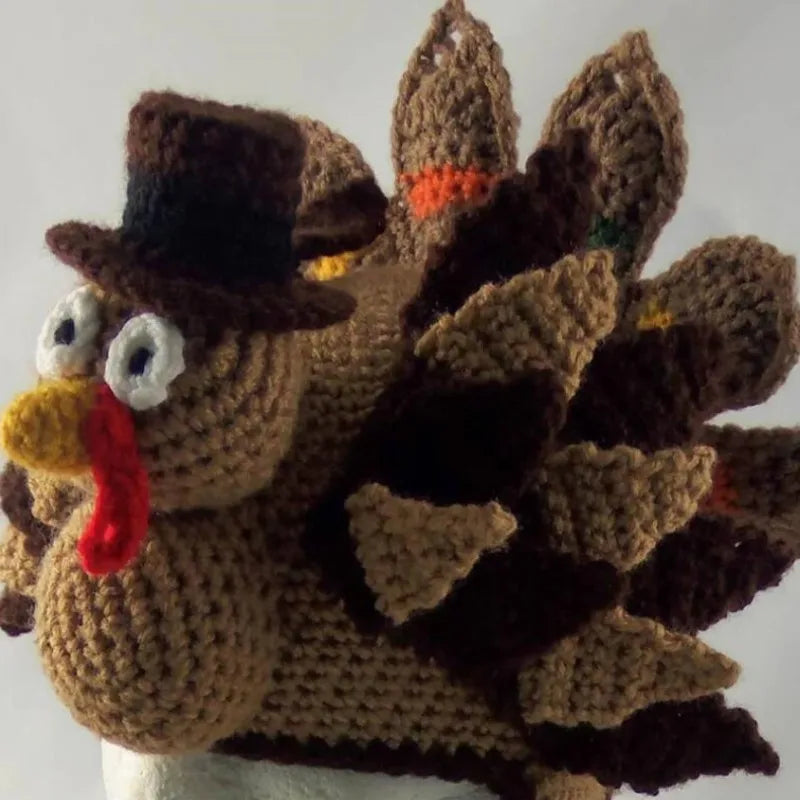 Family Thanksgiving Turkey Cartoon Pullover Hats - Cute Photo Scene Prop, Decorative Kids & Adult Headwear