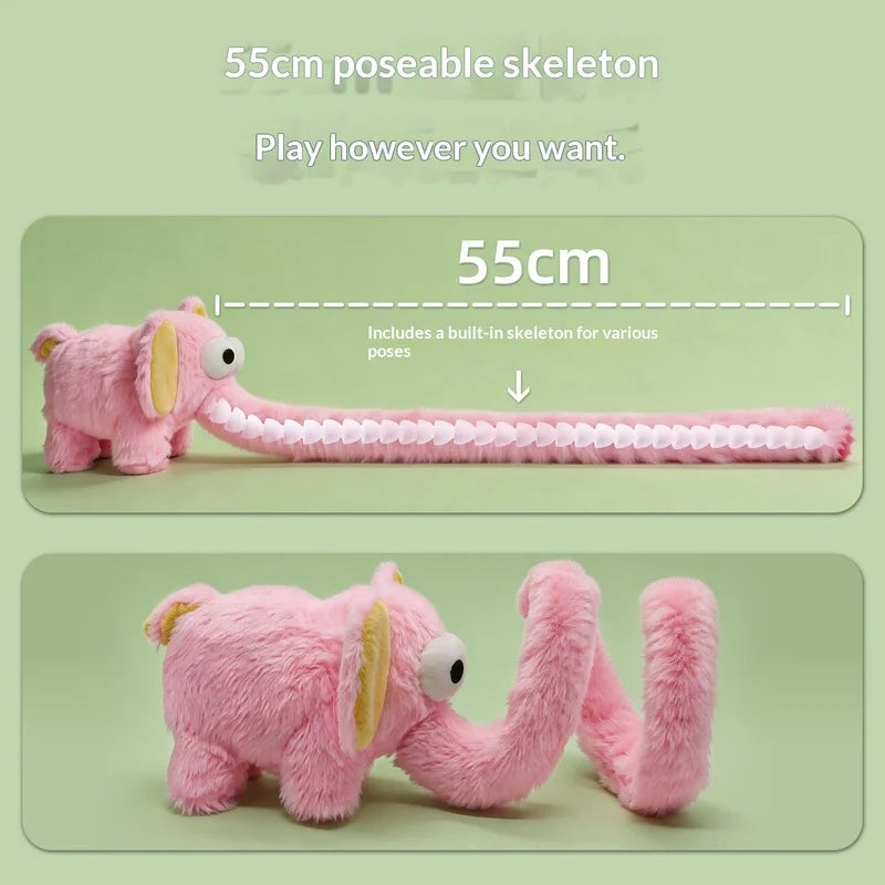 New dog toy: long-nosed elephant, makes sounds, interactive, self-amusing, relieves boredom, funny, cute, and educational for pe