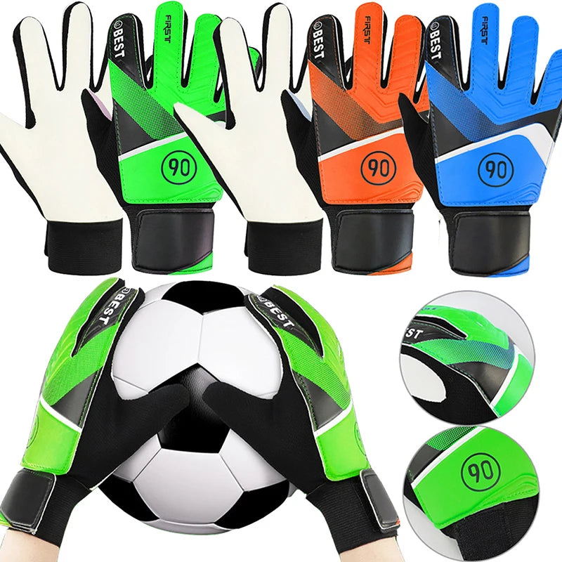 New-1Pair Soccer Goalkeeper Gloves Anti-Collision Latex PU Goalkeeper Hand Protection Gloves Football Accessories For Kids