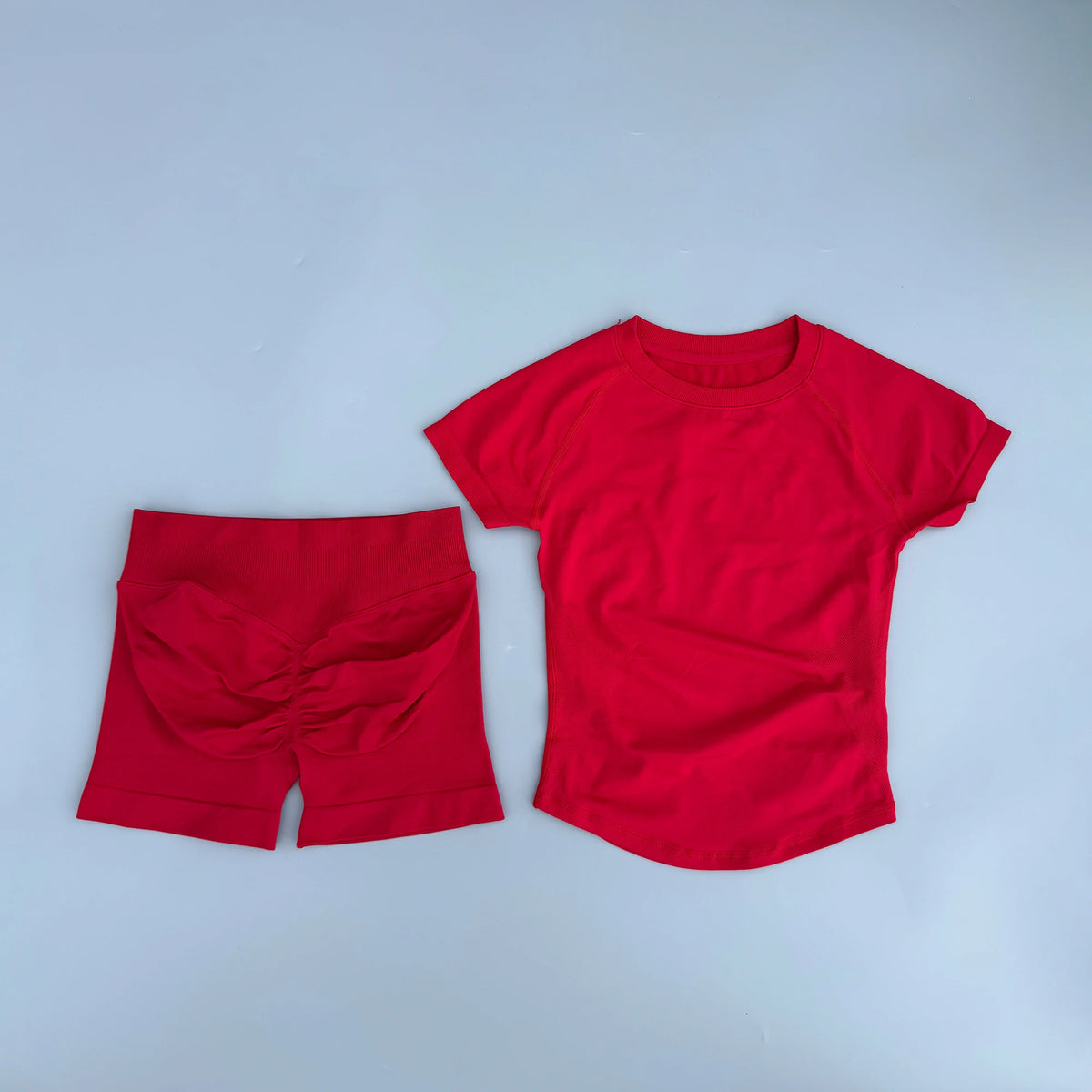 2 Pieces Sports Sets Short Sleeve Seamless Yoga Top Fitness Set Women Workout Running Sports Shorts Gym Suit