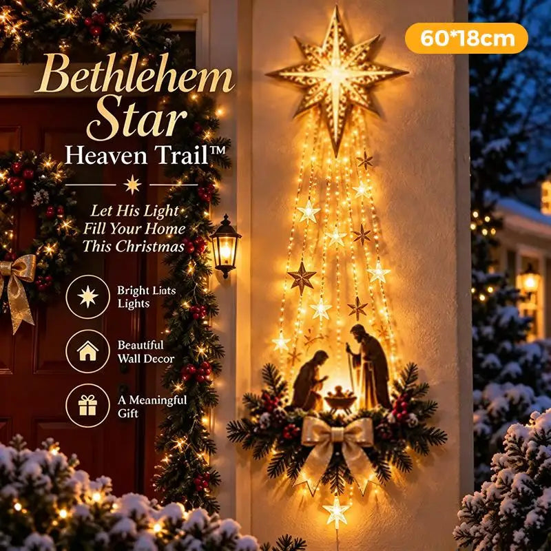 Christmas Magic Trail Wall Light-LED Glowing Christmas Scene Wall Decoration,Santa Sleigh Reindeer Hanging Decoration For Party