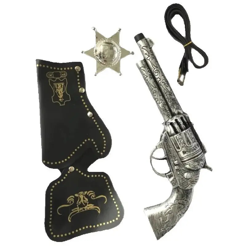 Christmas Masquerade Props Retro Western Cowboy Toy Holster Belt Stamp Plastic Sea Gun