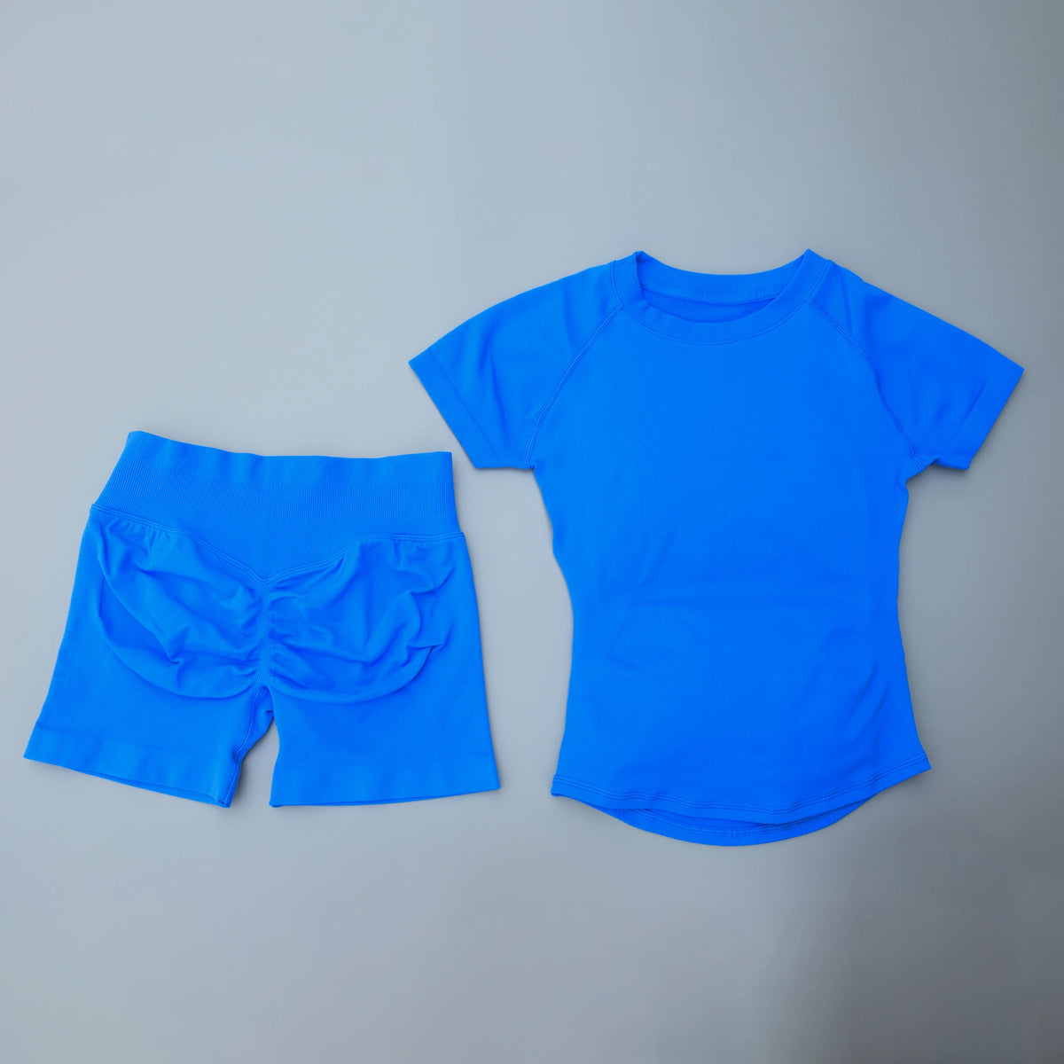 2 Pieces Sports Sets Short Sleeve Seamless Yoga Top Fitness Set Women Workout Running Sports Shorts Gym Suit