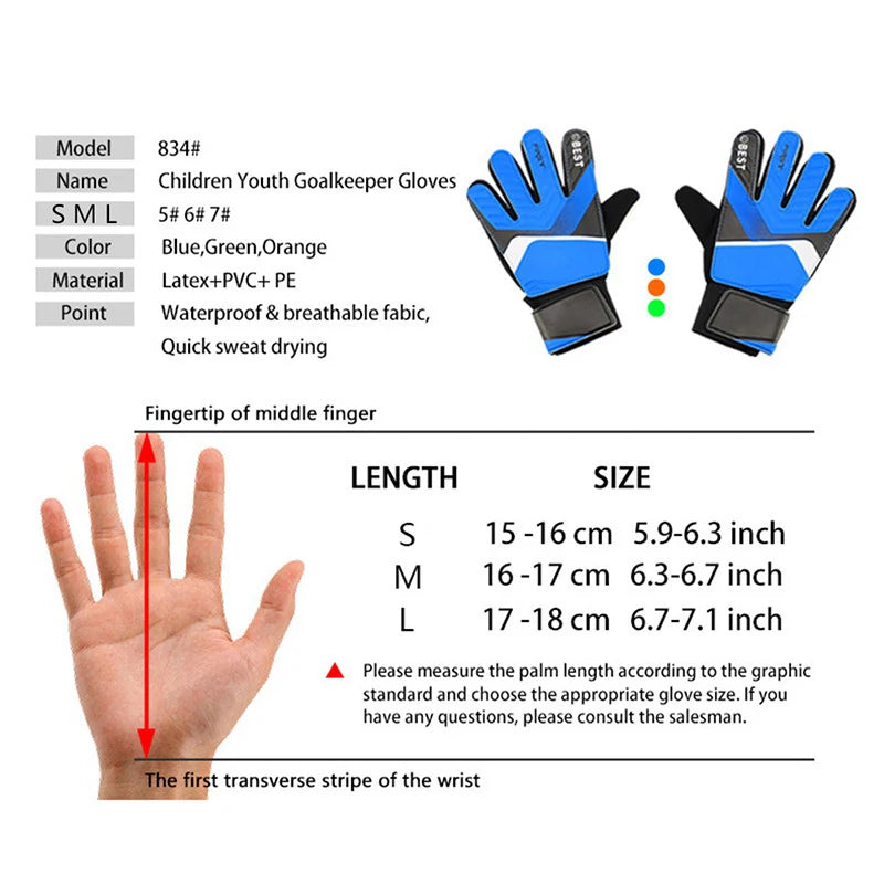New-1Pair Soccer Goalkeeper Gloves Anti-Collision Latex PU Goalkeeper Hand Protection Gloves Football Accessories For Kids