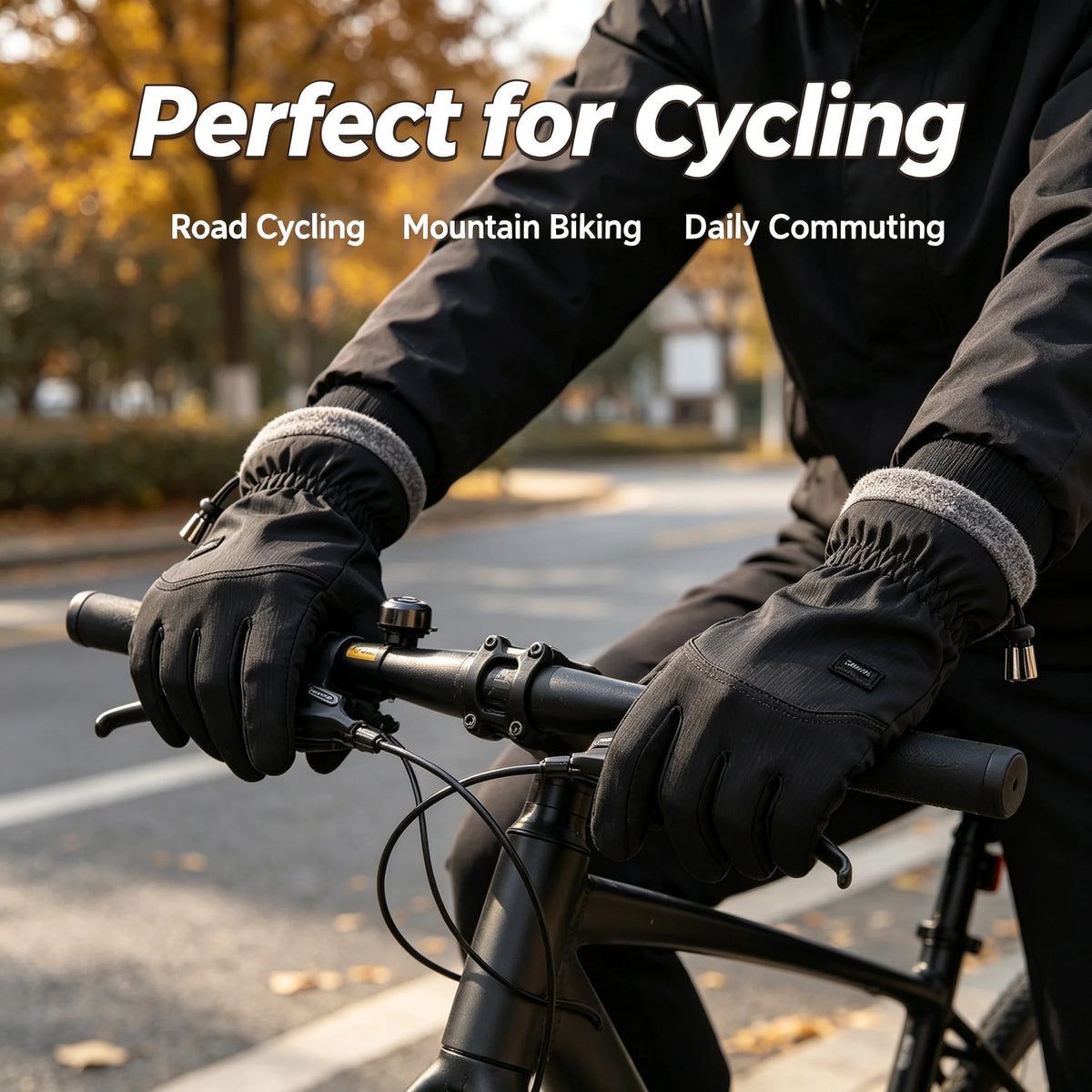 Winter Cycling Gloves Touch Screen Windproof Warm Thermal Motorcycle Bicycle Gloves for Men Women Outdoor Riding Hiking Running
