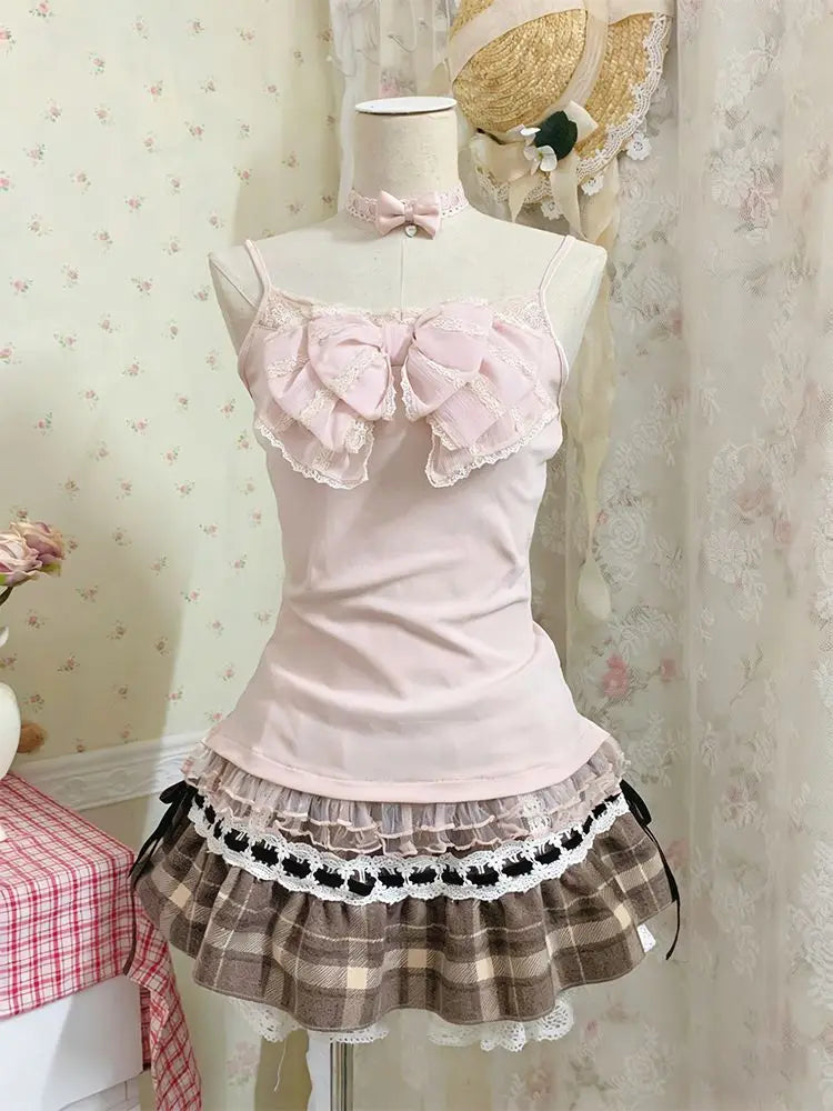 Y2K Lace Crop Top and Mini Skirt 3 Piece Set