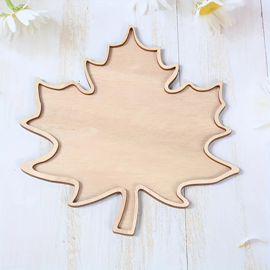 1pc Decorative Tray, Thanksgiving Day Wooden Tray, Maple Leaf Design Table Decoration, Thanksgiving Day Decoration for Home