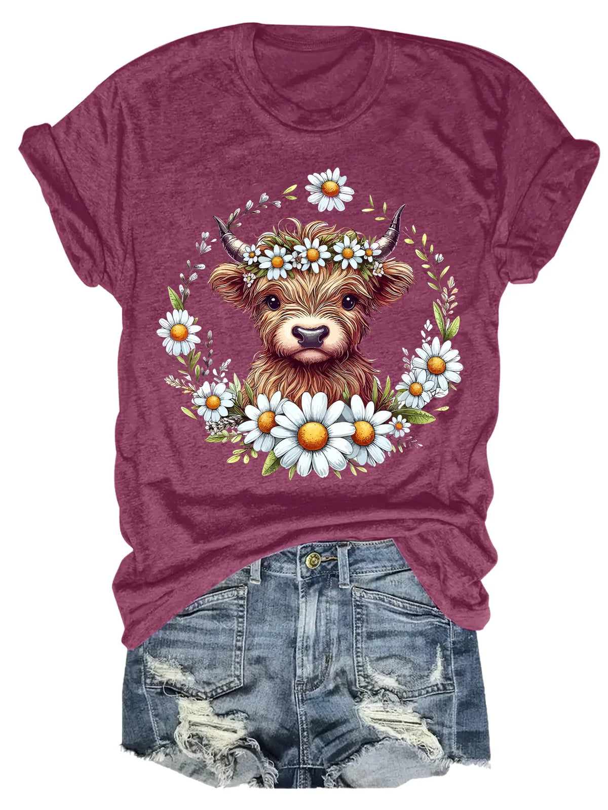 Plus Size Cow and Daisy Print Tank Top