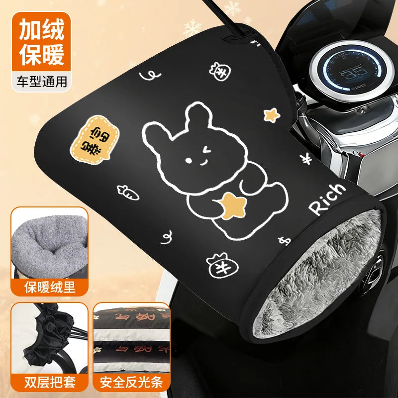 Winter Warm Handlebar Gloves Cycling Riding Thickened Warm Plush Gloves For Bicycle Motorcycle Windproof Soft Comfortable Gloves