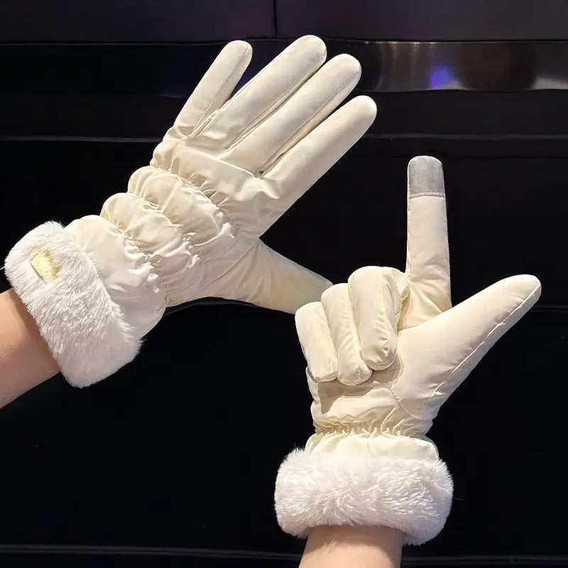 Winter Gloves for Women Touchscreen Riding Bike Motorcycle Warm Fleece Lined Windproof Thickened Waterproof