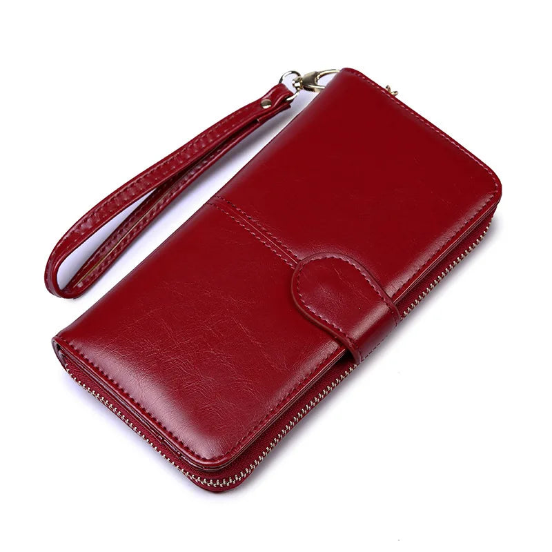 Women's PU Leather Long Wallet – Fashion Solid Color Zipper Purse, Large Capacity Coin Money Holder, Ladies Clutch Bolsa Mujer