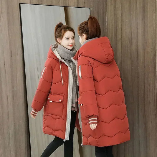 Winter Women Jacket Coats Long Parkas Female Down Cotton Hooded Overcoat Thick Warm Jackets Windproof Casual Student Coat 2026