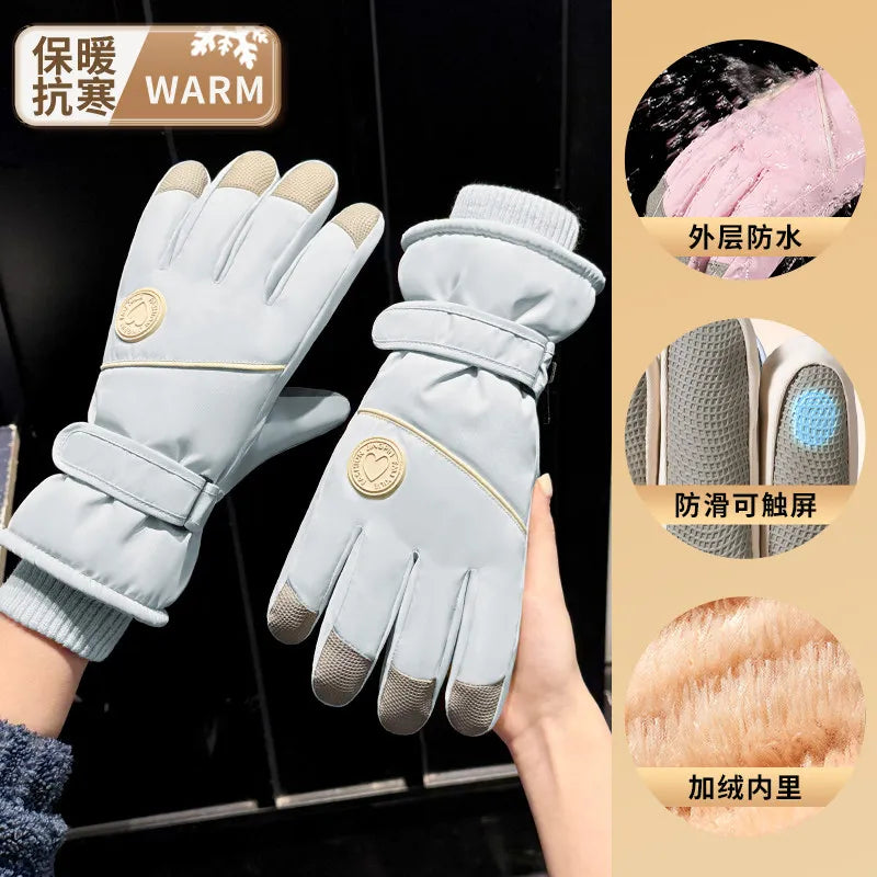 Winter Gloves for Women Touchscreen Riding Bike Motorcycle Warm Fleece Lined Windproof Thickened Waterproof