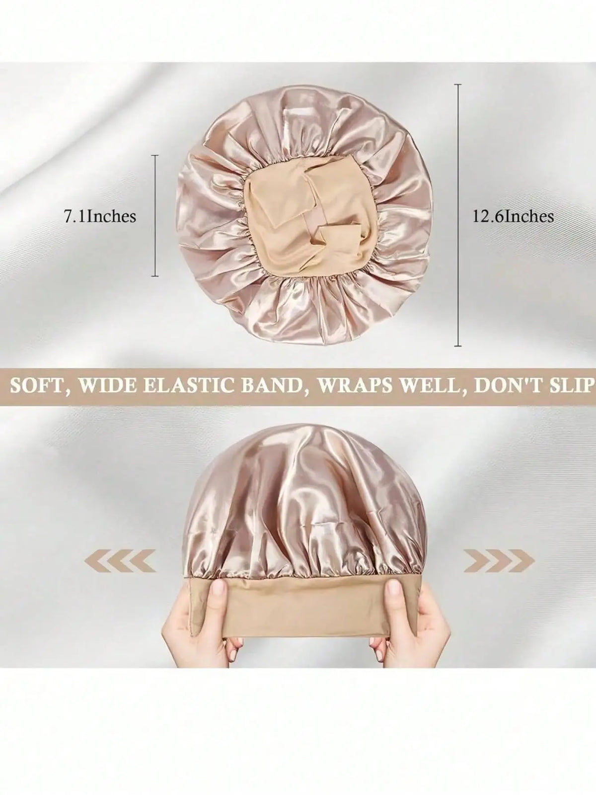 Satin Bonnet for Sleeping  - Silk Bonnet Hair Cap with Wide Elastic Band, Soft Breathable Night Sleep Cap, Anti-Frizz Nightcap for Women Curly, Thick Hair, Braids (Black, Red,  Gold)