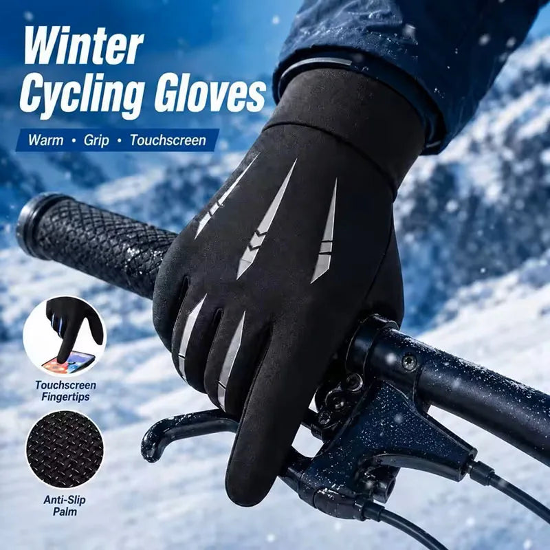 Winter Cycling Gloves for Men Motorcycle Hiking Touch Screen Gloves Anti-Slip Water-Repellent Windproof Outdoor Thermal Gloves