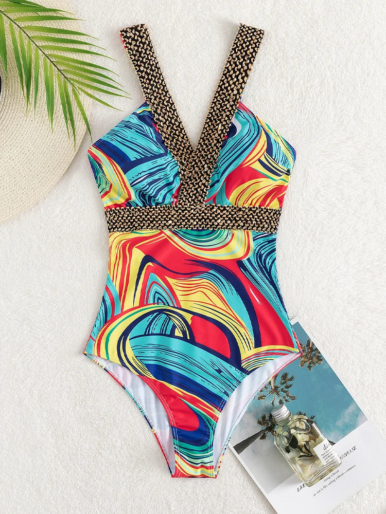 Backless One Piece Swimsuit with Adjustable Straps
