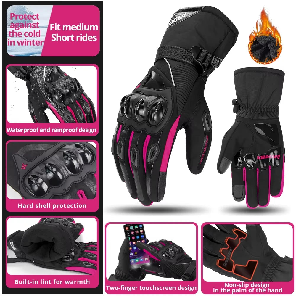 Motorcycle Winter Gloves Unisex Cold Weather Windproof Waterproof Motocross Gloves Lined Touchscreen Anti-Scratch Protection