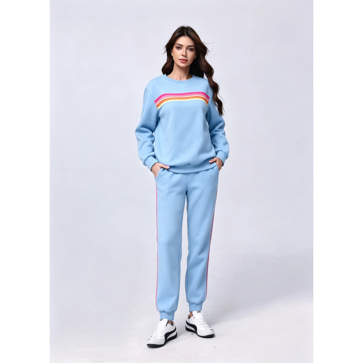 Rainbow Stripe Sweatsuit Set, 2 Piece