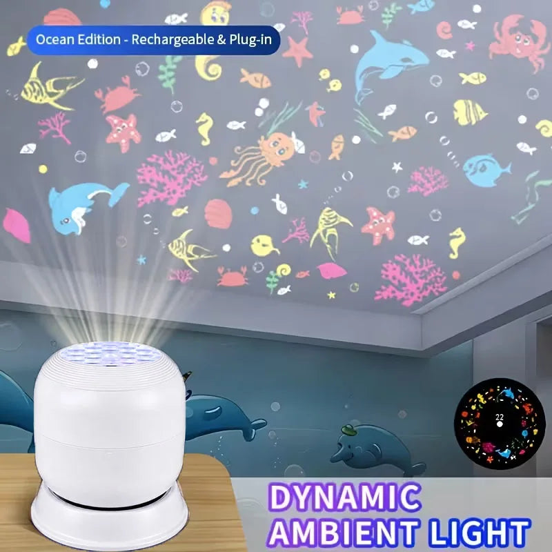 1pc Christmas Projector Light,360° Rotating Dynamic Night Light USB Powered Christmas Pattern ,Night Lighting Christmas Decor