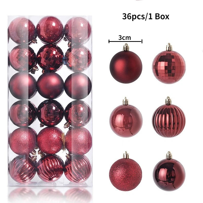 24/36Pcs Merry Christmas Ball Hanging Christmas Tree Decoration for Home Indoor Decor New Year 2026 Navidad DIY Party Supplies
