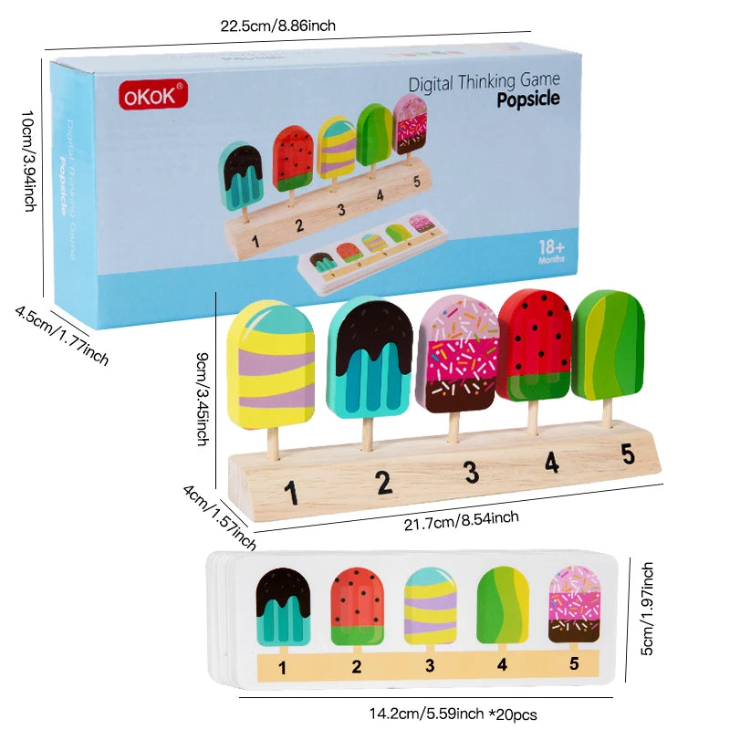 Wooden Ice Cream Toys Pretend Play Food Ice Lolly Kitchen Playset Shop Games Montessori Role Play Educational Toys for Kids 3+