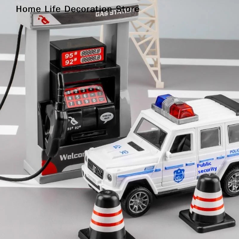 【TG】1 Set Realistic Miniature Model Playset With Roadblocks Interactive Educational Toy DIY Simulation Gas Station Toys