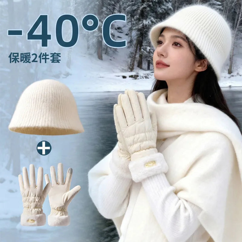 Winter Gloves for Women Touchscreen Riding Bike Motorcycle Warm Fleece Lined Windproof Thickened Waterproof