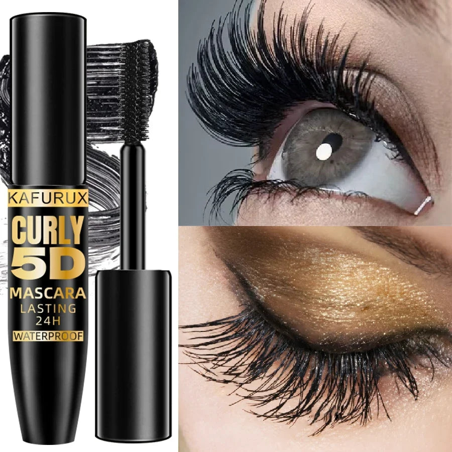 5D Black Waterproof Mascara Lengthens Eyelashes Extension Thick Silk Fiber Mascara Female Makeup Eye Cosmetics Tools for Gifts