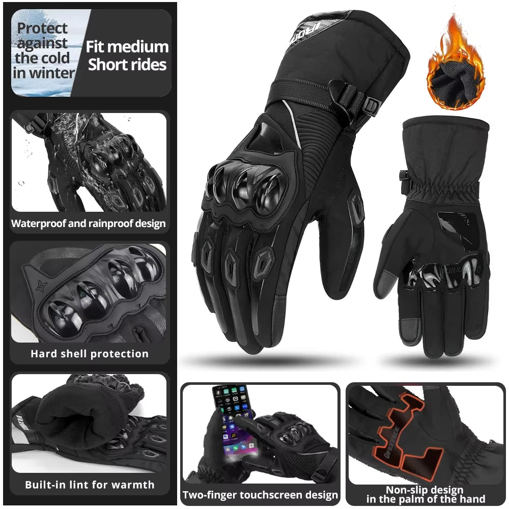 Motorcycle Winter Gloves Unisex Cold Weather Windproof Waterproof Motocross Gloves Lined Touchscreen Anti-Scratch Protection