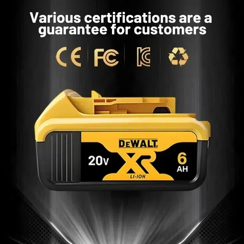 100% Genuine Dewalt 20V 6AH Battery, Rechargeable Lithium Ion Battery, Dewalt DCB200DCBL722/DCL050/DCF850Power Tool Replacement