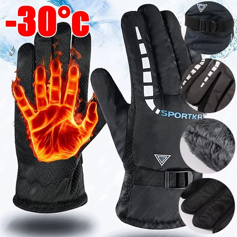Winter Outdoor Warm Thermal Cycling Gloves Waterproof Antislip Sports Ski Cycling Motocycle Warm Glove Unisex Moto Accessories