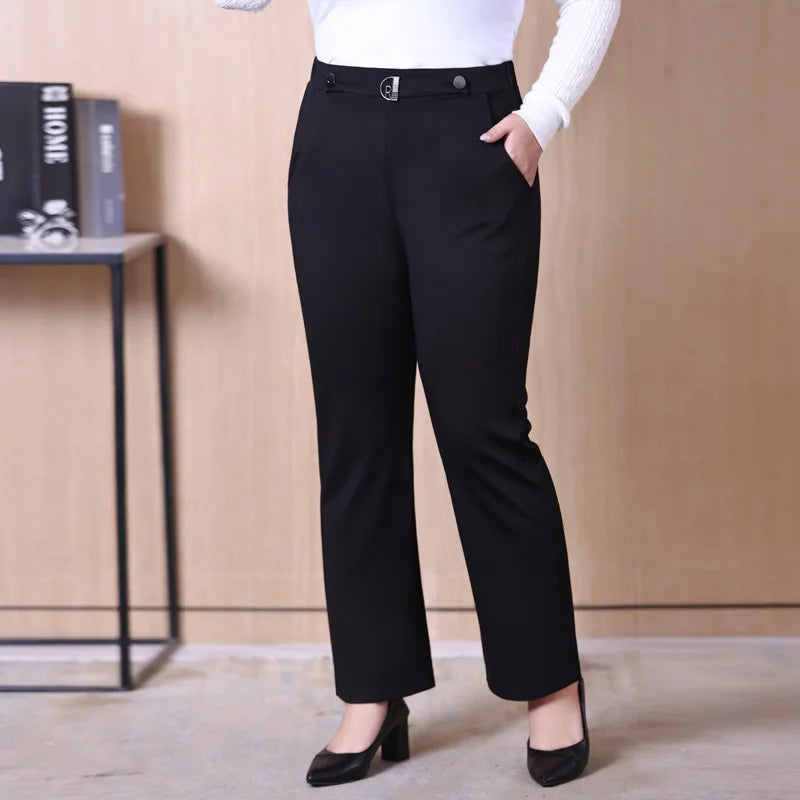 Autumn Formal Pants Women Big Large Size 7XL 6XL Plus Loose Lady Office Stretched Elastic Female Black Girl Clothing Trousers
