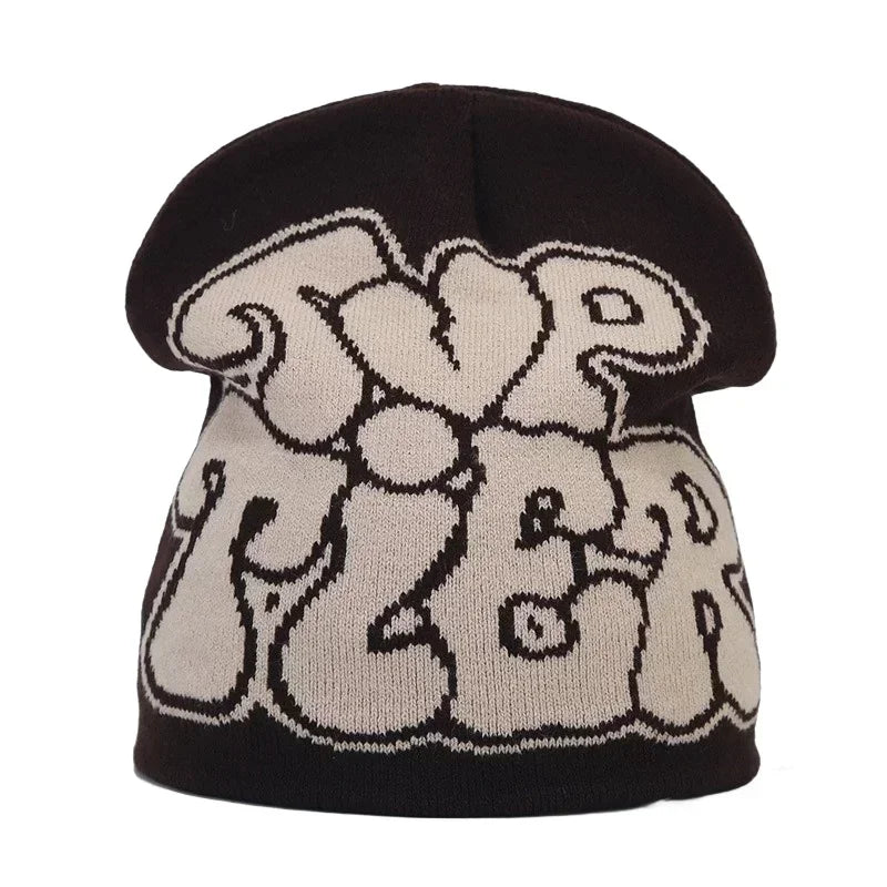 Y2K Letter Knitted Winter Autumn Beanie Cap Men Women Kanye Beanies Gorras Hombre Top Warm Skiing Hat Ear Hats Hip Hop Skullcap