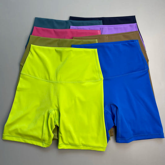 High Waist Seamless Yoga Shorts with Pocket