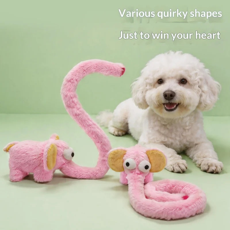 New dog toy: long-nosed elephant, makes sounds, interactive, self-amusing, relieves boredom, funny, cute, and educational for pe