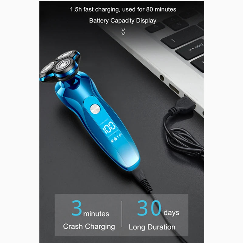 ZOZEN Electric Shaver Rotary Shaver Electric Razor Beard Trimmer Body Hair Cutting Shaving Machine Clipper for Men Waterproof
