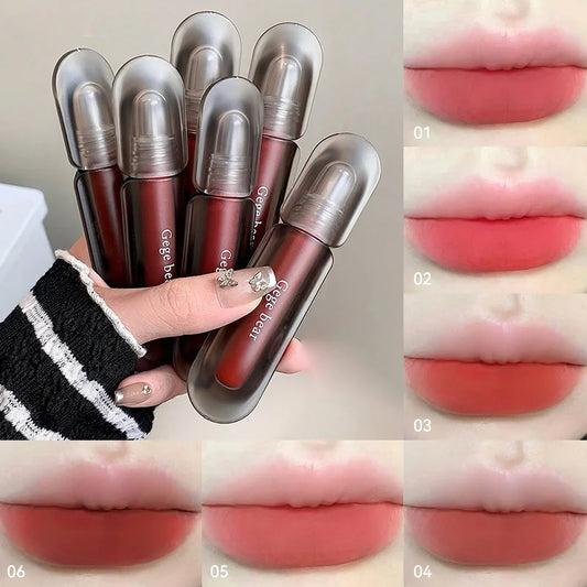 Gege bear Twilight Velvet Mist Lip Clay Matte Pure Color, Autumn and Winter Lip Glaze Rich and feminine,Apply makeup naturally