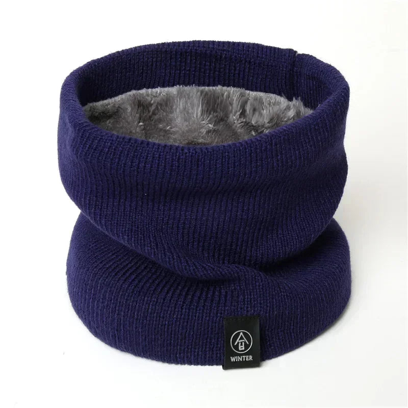 Winter Knit Neck Warmer Unisex Fleece Lined Thick Tube Scarf Windproof Thermal Circle Outdoor Ski Cycle Cold Weather Neck Cover