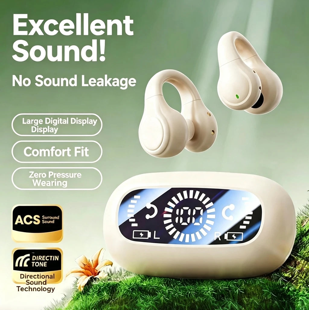 Wireless Headphones Bluetooth Headset With Mic Handsfree Noise Canceling Earphones Clip Ear Music Sports Gaming Earplug