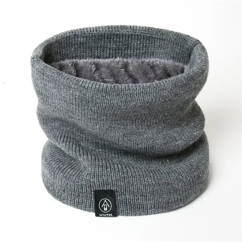 Winter Knit Neck Warmer Unisex Fleece Lined Thick Tube Scarf Windproof Thermal Circle Outdoor Ski Cycle Cold Weather Neck Cover