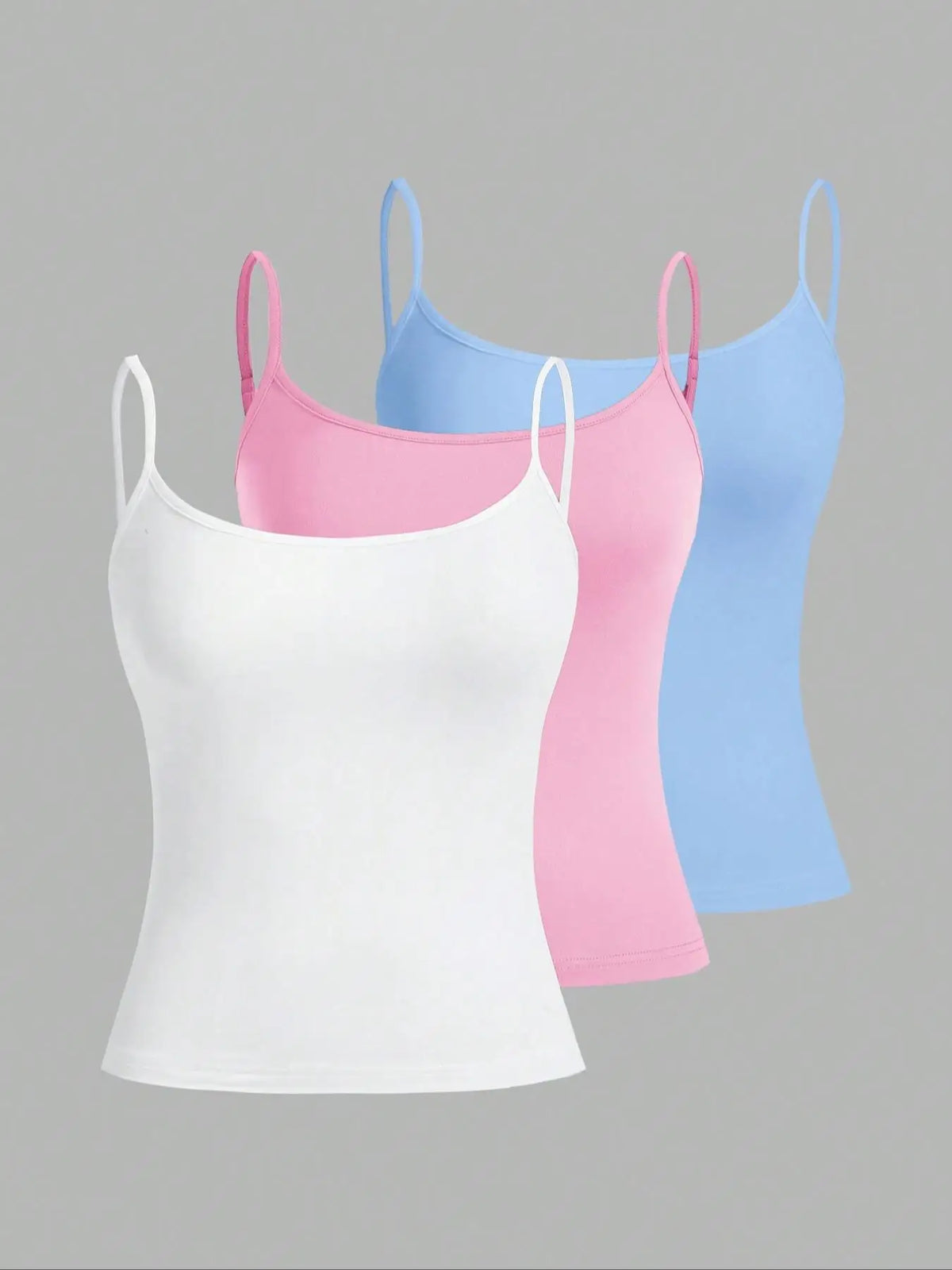 European and American Spring, Summer and Autumn Solid Color Daily Casual Adjustable Suspender Vest Three-Piece Set