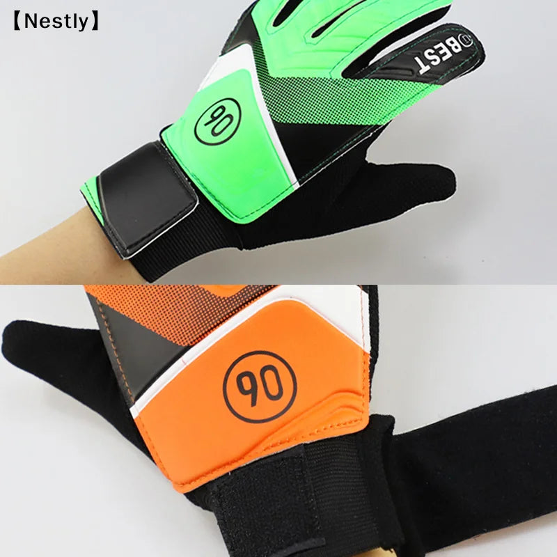 1 Pair Children Soccer Goalkeeper Gloves Anti-Collision Latex PU Goalkeeper Hand Protection Gloves Football Accessories〔Nest〕