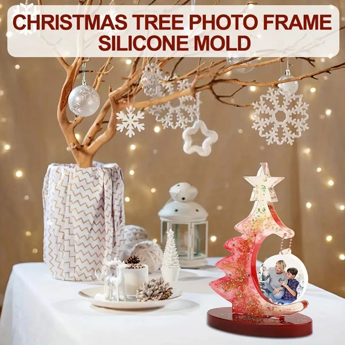 DIY Christmas Tree Photo Frame Making Tools - Crystal Resin Epoxy Craft Casting Molds Silicone Handmade Home Decoration Crafts