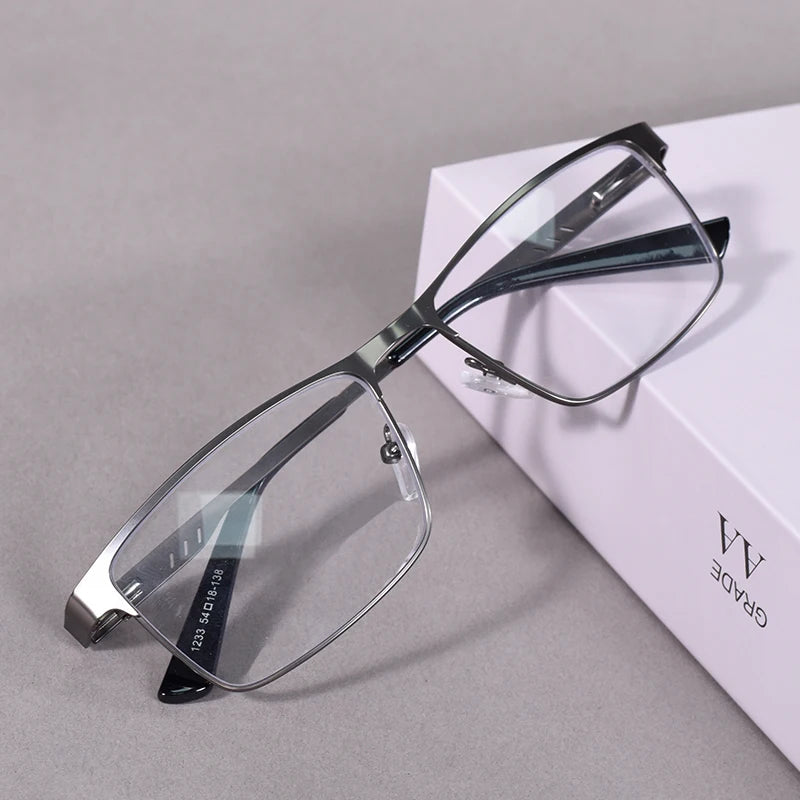 Anti Blue Light Reading Glasses Men High Quality Full-frame Diopter Glasses Business Male Presbyopic Eyeglasses +100+200