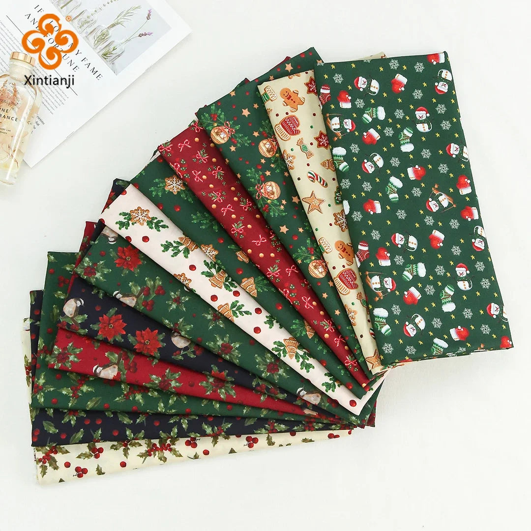 0.5/1/3/5m Christmas Fabric Cardinal Joyful Tradition Holiday Decor Bird, Snowflake, Holly Leaf Pattern DIY Crafts, Pet Clothing