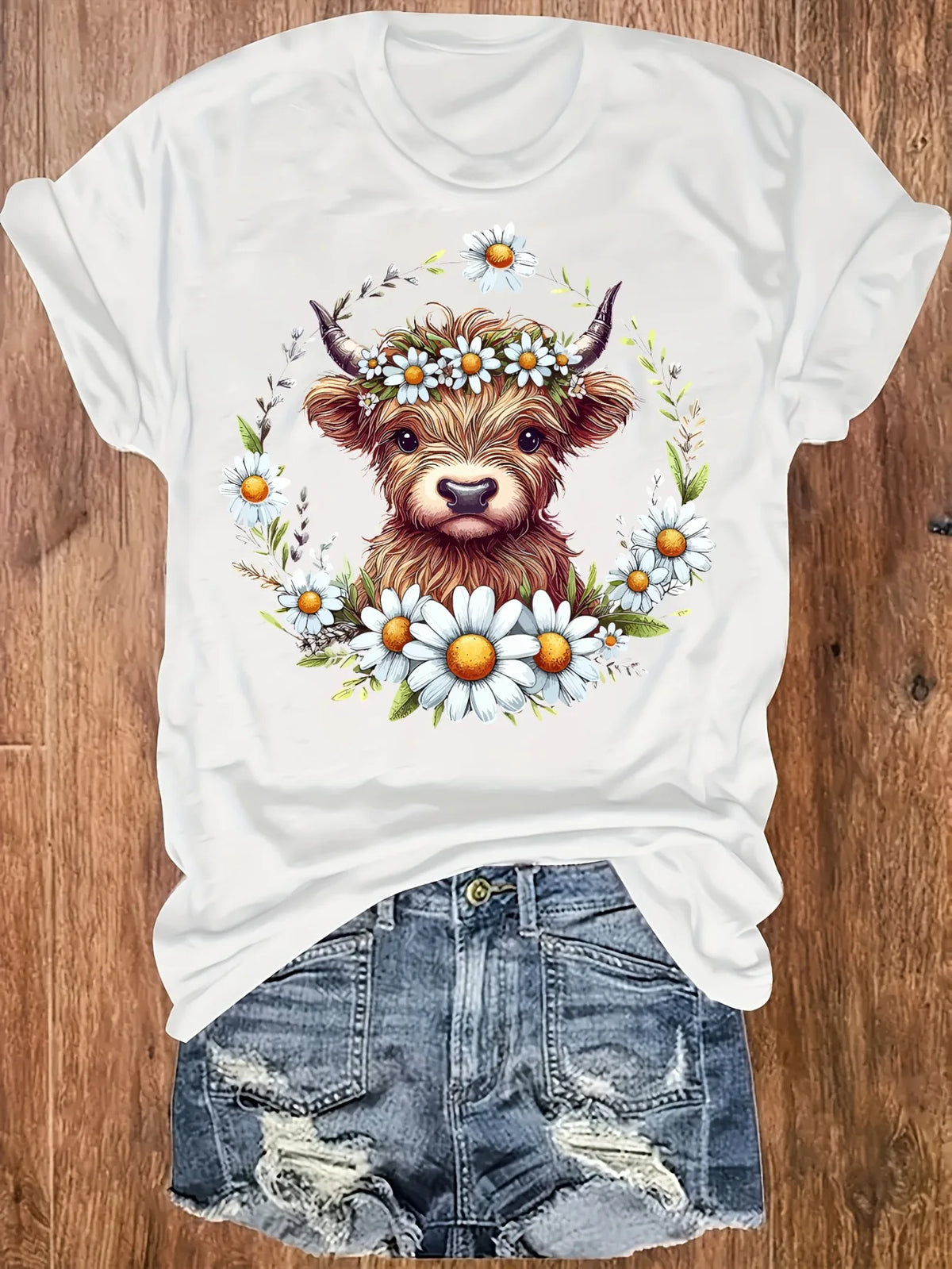 Plus Size Cow and Daisy Print Tank Top