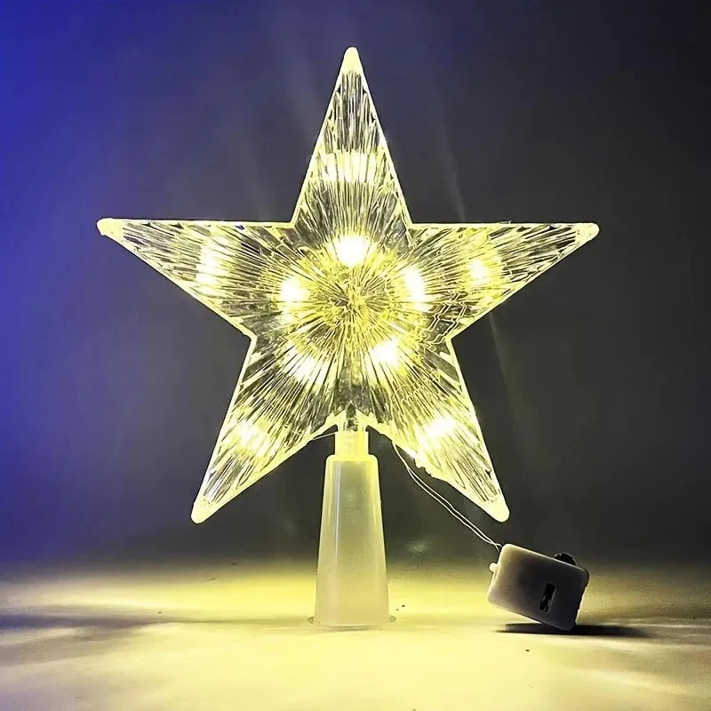 15cm Christmas Decoration Glowing Tree Topper Glitter Shining Star Xmas Tree Ornaments for Home Decor Navidad New Year 2026 Gift